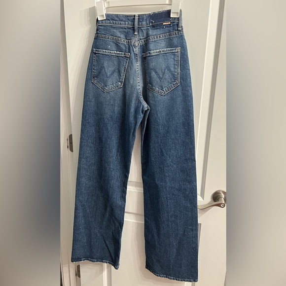 MOTHER Wide Leg Flare Jeans in Dark Blue Wash - Picture 3 of 8